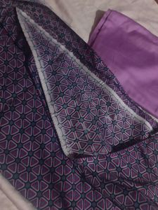 Purple Geometric Print Kurta Set