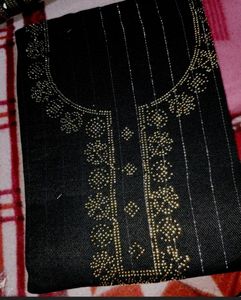 Black Woollen Unstitched Suit