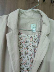 Nude blazer with Floral Lining
