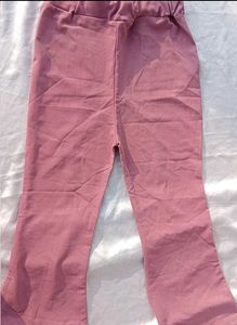 Dusty Rose Flare Pants with Gold Chain Detail