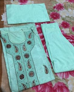 Elegant Mint Green Embroidered Kurta Set