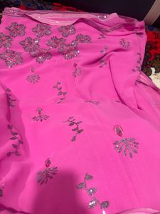 Elegant Pink Embroidered Saree