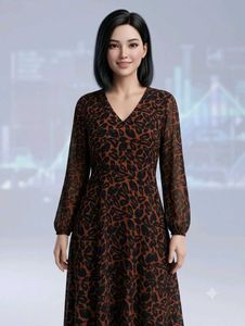 Elegant V-Neck Long Sleeve Maxi Dress