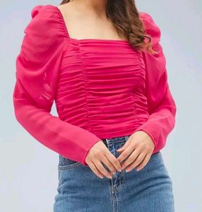 Chic Ruched Puff Sleeve Top