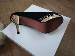 Black Velvet Rhinestone Heels