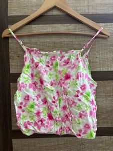 Floral Print Spaghetti Strap Crop Top