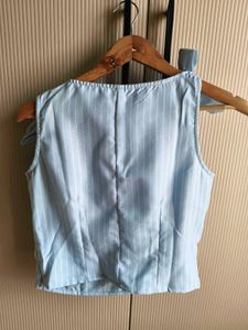 Littlebox Boat Neckline Striped Bowknot Ruched Tan
