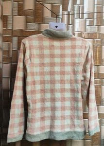 Cute Pink &amp; White Plaid Sweater