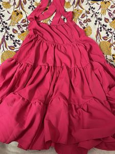 Hot Pink Tiered Halter Dress