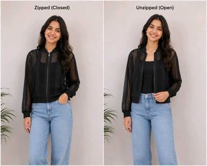 Women's black net jacket top