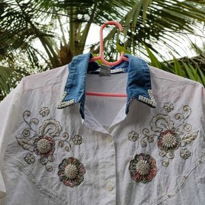White shirt with floral design
