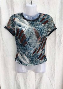 I. Navy Blue mesh top