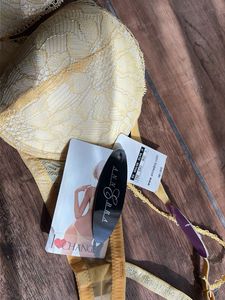 Yellow Lace Padded Bra 26C
