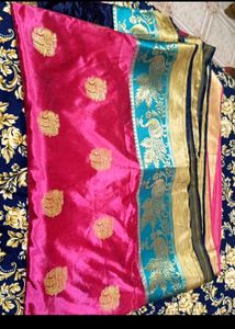 Pink &amp; Teal Silk Saree.  e 🥰