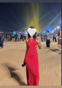 Sexy Red Cut-Out  Backless Maxi Dress