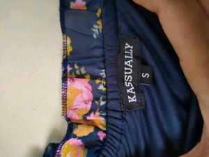 Navy Floral Smocked Peplum Top