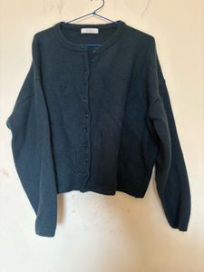 Cozy dark green Button-Up Cardigan