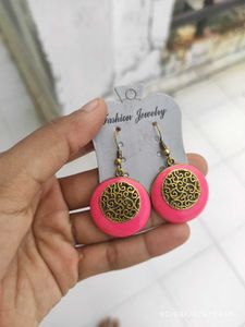 Boho Pink &amp; Gold Dangle Earrings