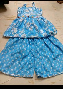 4-6 year Adorable Blue Floral Sharara Set
