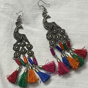 Boho Peacock Tassel Earrings