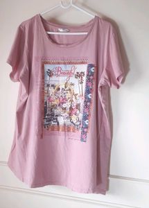 Pink Graphic T-Shirt For Gym/walking