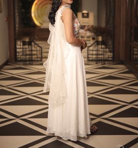 Stunning White Lehenga with Floral Blouse