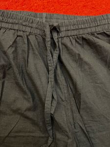 Black Cotton Casual Pants
