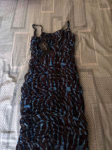 Ruched Zebra Print Mini Dress