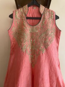 Peach Embroidered Anarkali Kurta