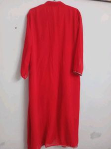 Red Embroidered Kurta