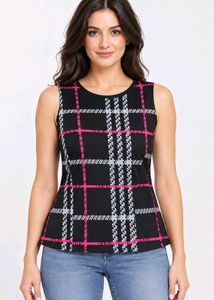 Chic Plaid Sleeveless Top