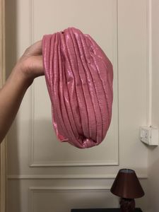 Pink Metallic Pleated Turban