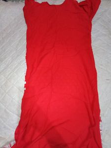 Red chickenkari Kurta