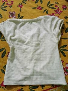 White Textured Knit Top