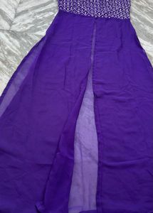 Elegant Purple Embroidered Gown