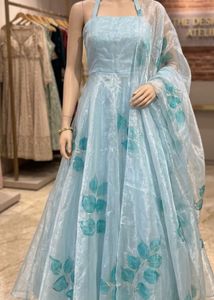 Strapless Baby Blue Embellished Dress