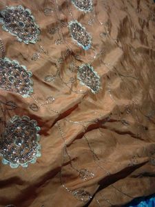 Orange Embroidered Silk ethnic skirt