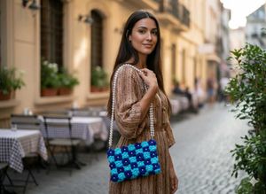 Handmade Crochet Pearl Sling Bag for Women