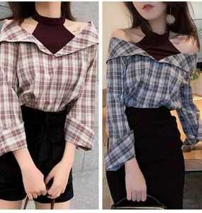 New with tag Korean Trendy Plaid Cut-Out Collar To