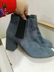 Gray Suede Ankle Boots