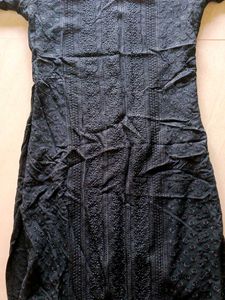 Black Embroidered Kurta for Women