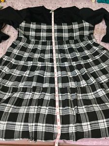 Black &amp; White Plaid Tiered Dress