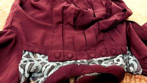 Elegant Pleated Purple Top with Lace Yoke