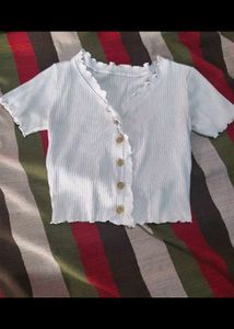 Ribbed Button-Up Crop Top