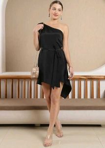 Shein Party Mini Length One Shoulder Neck Sleevele