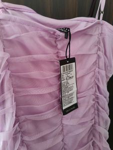 Sheer Ruched Mini Dress