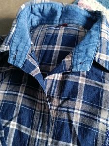 Blue Plaid Button-Up Shirt