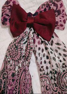 Chic Burgundy korean Velvet Dress With Bow