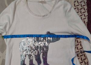 White Long Sleeve T-Shirt with Bear Design