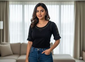 Chic Black Embellished Top